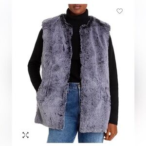 NWT Surell Rex Rabbit Faux Fur Vest in Black Forest Gift Luxe Cozy Chic